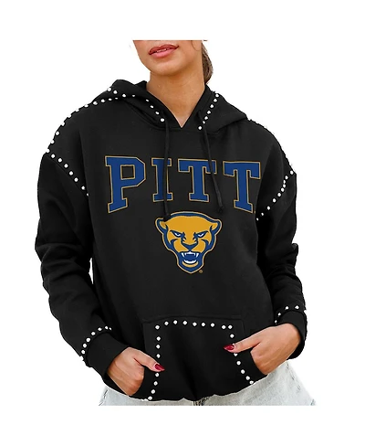 Gameday Couture Women's Black Pitt Panthers Studded Pullover Hoodie