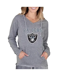 Concepts Sport Women's Gray Las Vegas Raiders Mainstream Tri-Blend Raglan Hoodie V-Neck Top