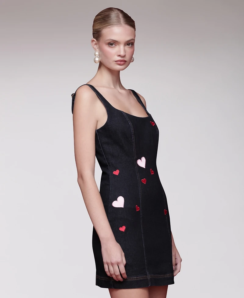 Avec Les Filles Women's Heart Patch Applique Mini Dress