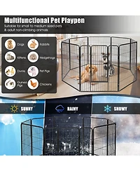 Sugift 8 Metal Panel Heavy Duty Pet Playpen Dog Fence with Door-48 inches