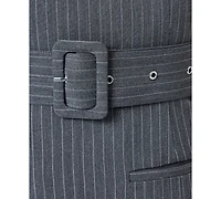 French Connection Women's Minka Pinstripe Belted Boat Neck Mini Dress