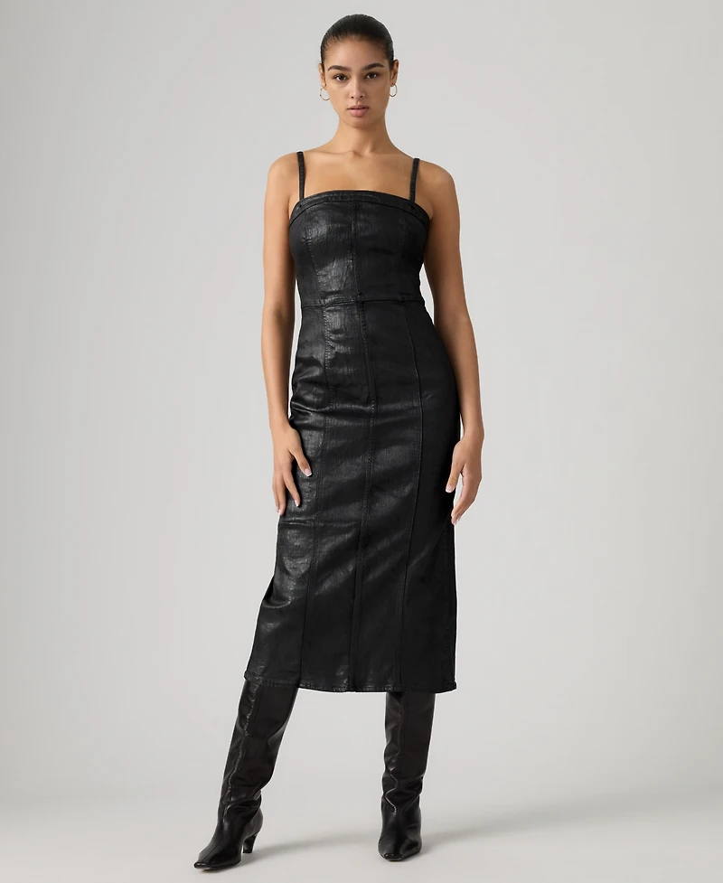Levi's Premium Women's Coated Seamed Bustier Denim Midi Dress