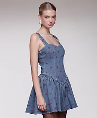 Avec Les Filles Women's Heart Detailed Sleeveless Mini Dress