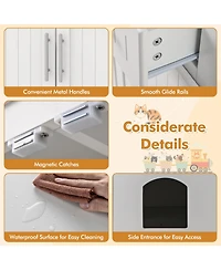 Gymax Cat Litter Box Enclosure w/ 2 Drawers Double Doors Anti-Toppling Devices