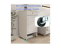 Casainc Robot Vacuum Stand Cabinet with Wheels, Storage Rack with Doors and Drawers, Side Table for Home or Office