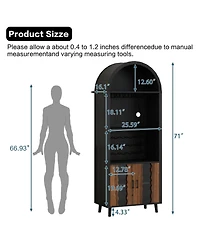 Casainc 71" Farmhouse Arched Wine Bar Cabinet with Wine Rack, Glass Holder, Whiskey Station for Living & Dining Rooms