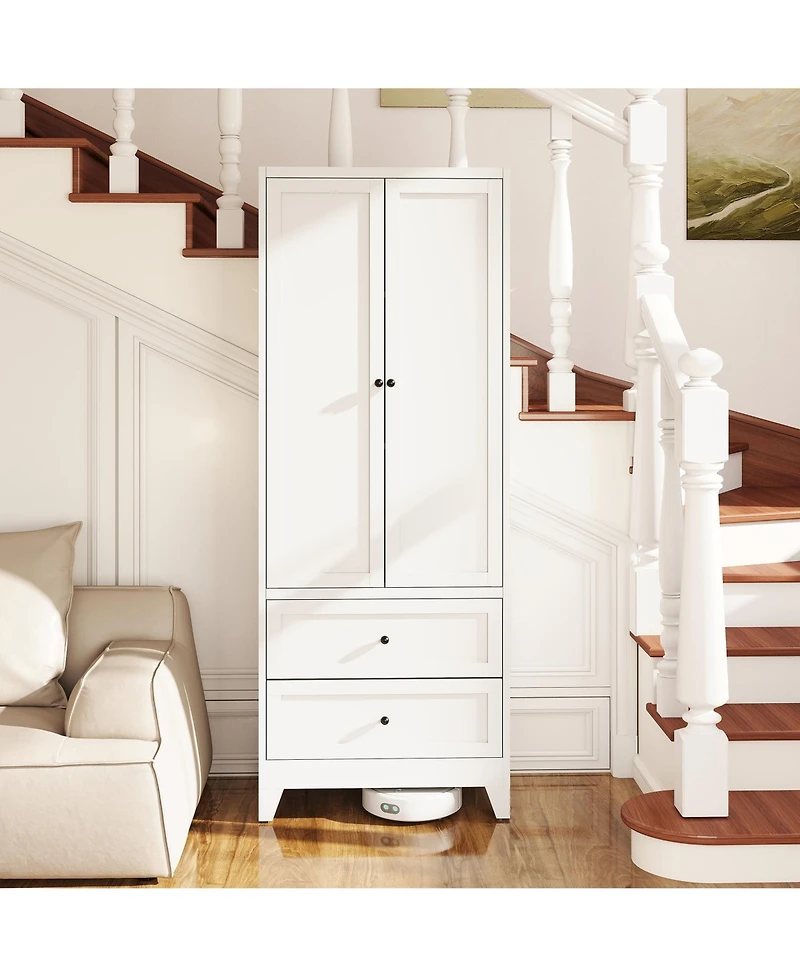 Casainc 72" Pantry Cabinet with 2 Drawers, Freestanding Storage with Adjustable Shelves for Kitchen, Pantry, Dining