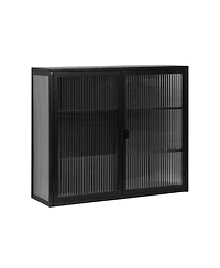 Casainc 27.56" Two-Door Wall Cabinet with Glass Doors and Three-Tier Storage for Entryway, Living Room, or Bathroom