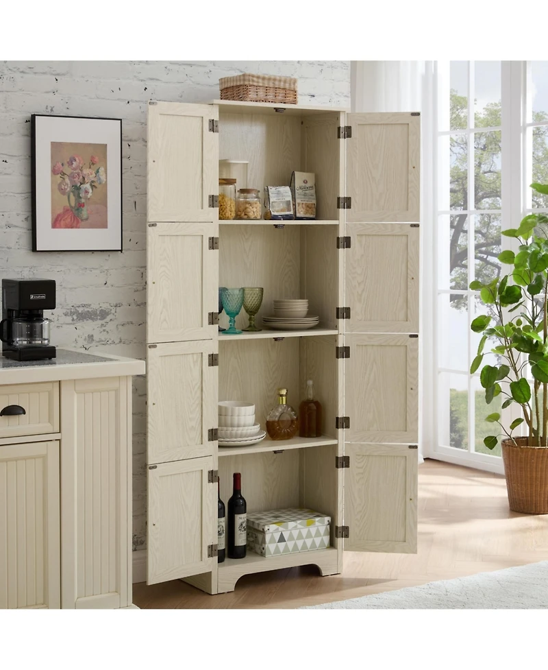 Casainc 72.4" Tall Storage Cabinet with 8 Doors and 4 Shelves