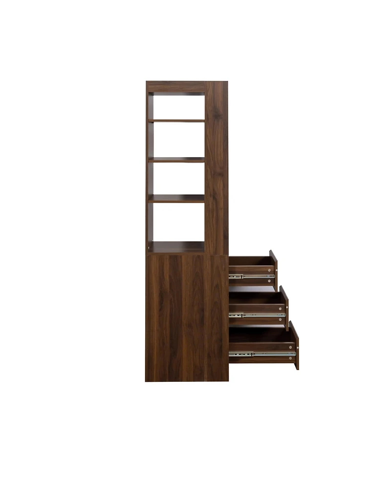 Casainc 70.87" H Display Storage Cabinet with 4-Tier Shelves, 3 Side Drawers, and 4 Small Shelves for Home