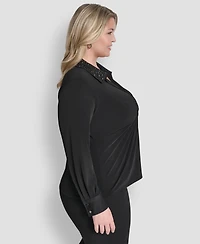 Dkny Plus Knot-Front Long-Sleeve Top