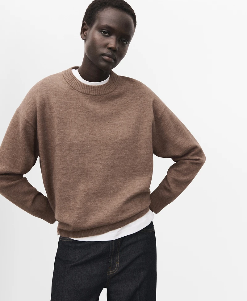 Mango Women's Ribbed Trim Oversized Sweater