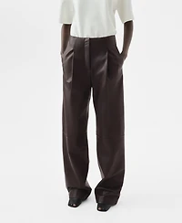 Mango Women's Leather Straight-Leg Pants