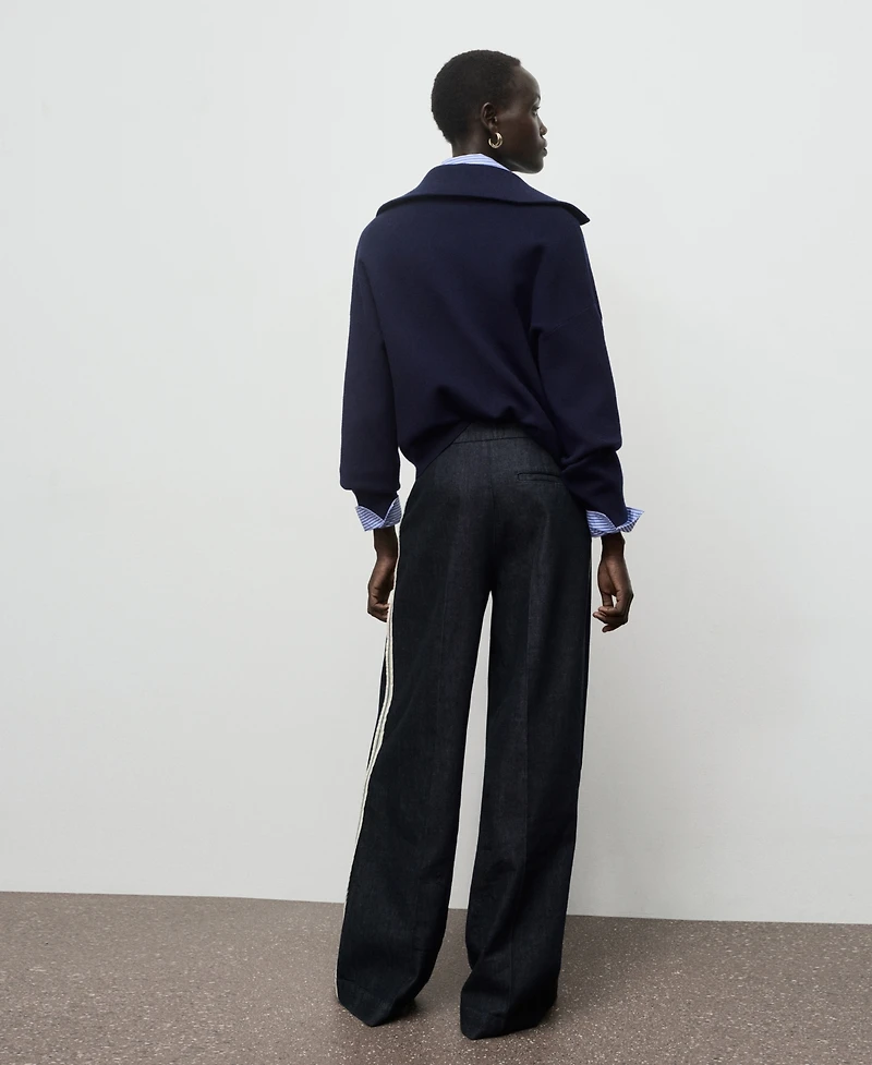 Mango Women's Wide Leg Striped Jeans