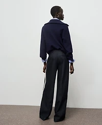 Mango Women's Wide Leg Striped Jeans