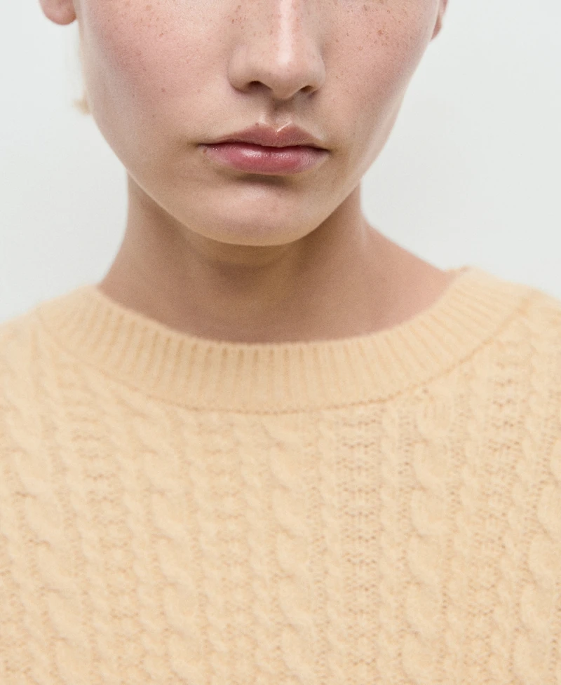 Mango Women's Flared Sleeves Cable-Knit Sweater