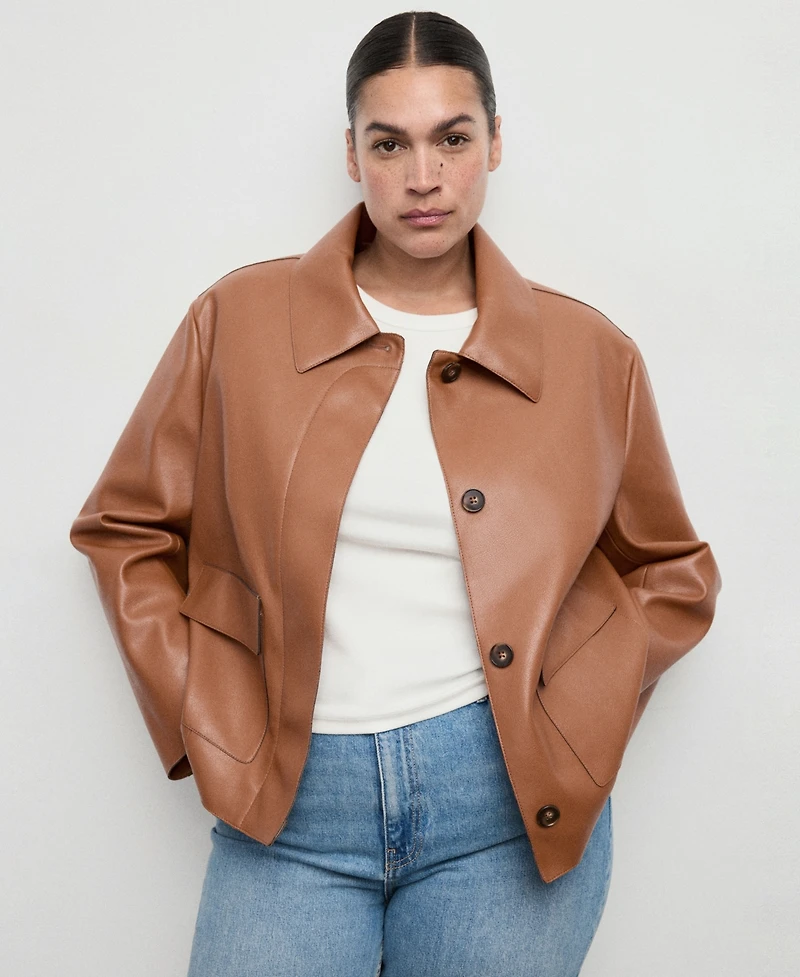 Mango Women's Pockets Leather-Effect Jacket