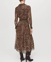 Mango Women's Leopard-Print Belt Shirt Dress