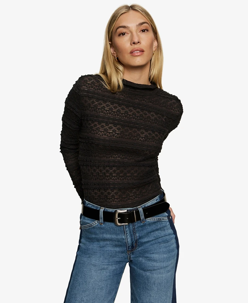 Sanctuary Women's High Crewneck Lace T-Shirt
