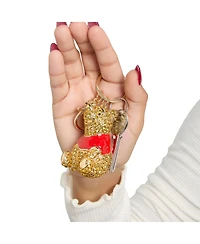 Disney Gold Tone With Red Enamel , Winnie The Pooh Crystal Keychain