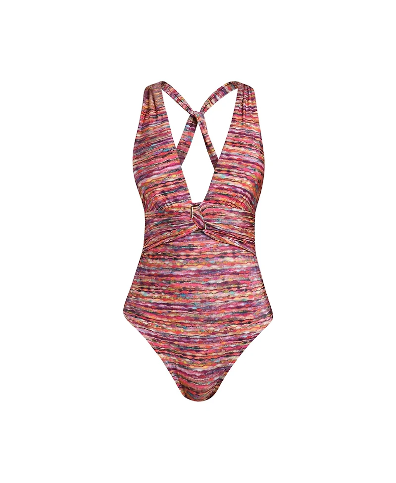 Sunshine 79 Women's Shimmer Ripple V-Plunge One Piece
