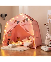 Skonyon Kids Play Tent Bed Tent with String Lights Extra Large Playhouse Tent-Pink