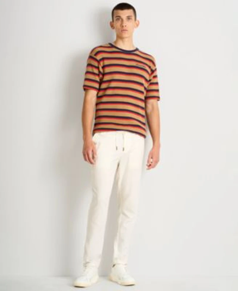 Scotch Soda Mens Waffle Stripe Short Sleeve T Shirt Paired With Warren Drawstring Linen Pant