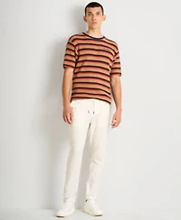 Scotch Soda Mens Waffle Stripe Short Sleeve T Shirt Paired With Warren Drawstring Linen Pant
