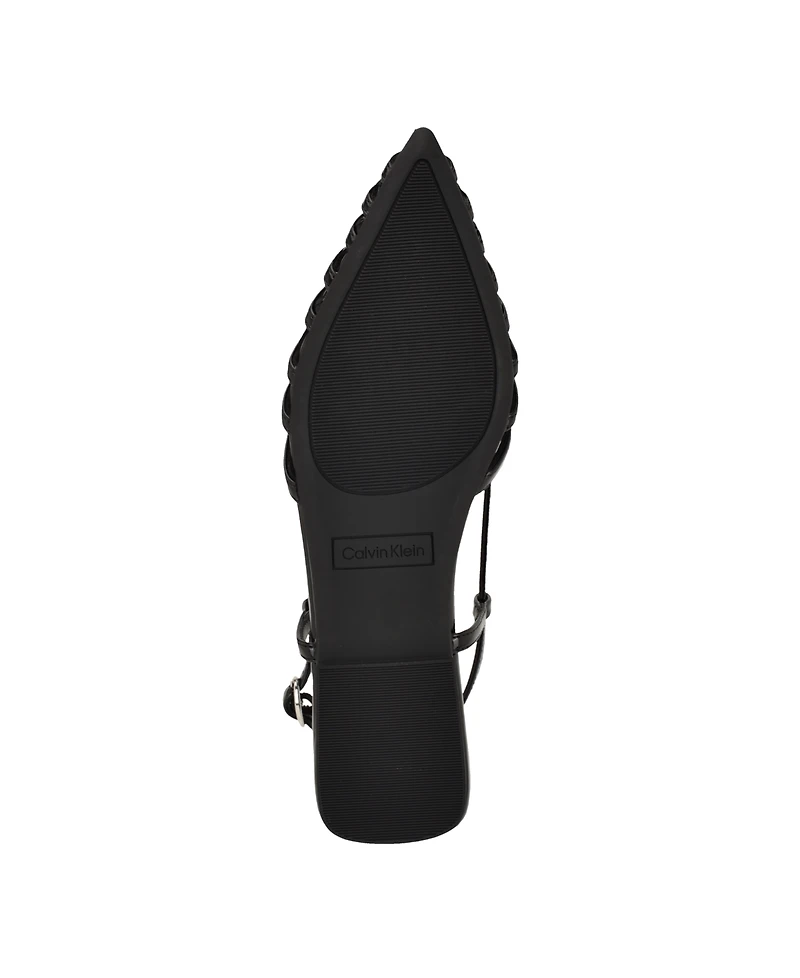 Calvin Klein Women's Glessia Woven Pointed Toe Slingback Flats