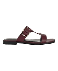 Calvin Klein Women's Meritt Leather Flat Slip-On Sandals