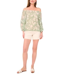 Vince Camuto Women's Printed Off-the-Shoulder Pleated Top