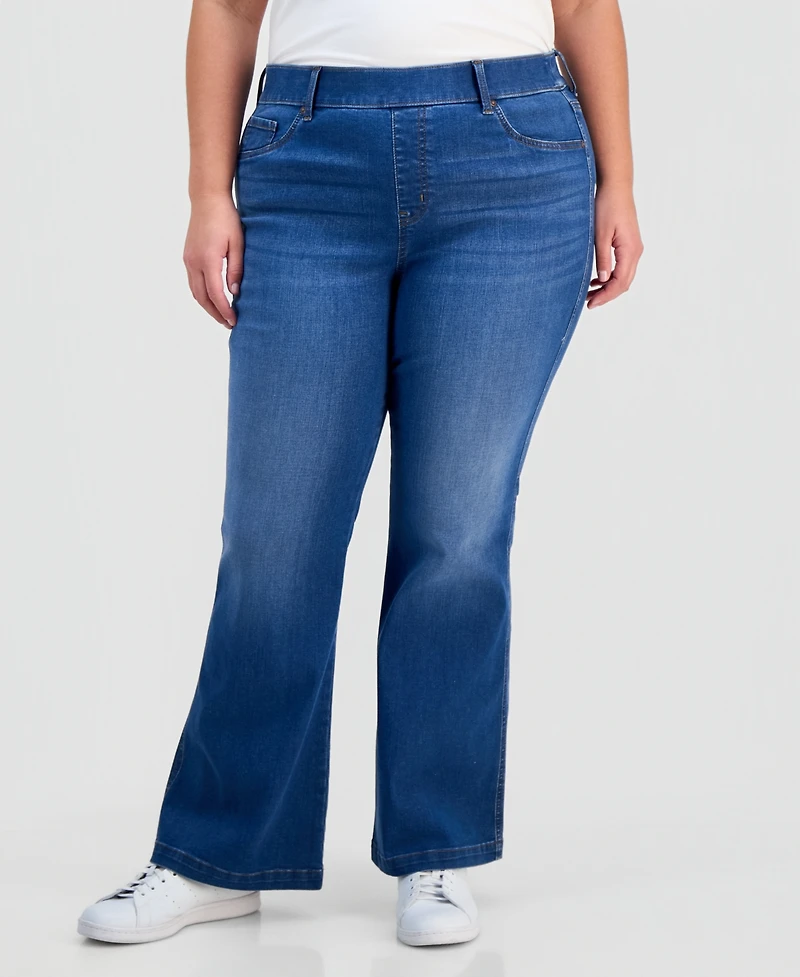 Style & Co Plus Pull-On Shaping High-Rise Bootcut Jeans, Macy's Exclusive