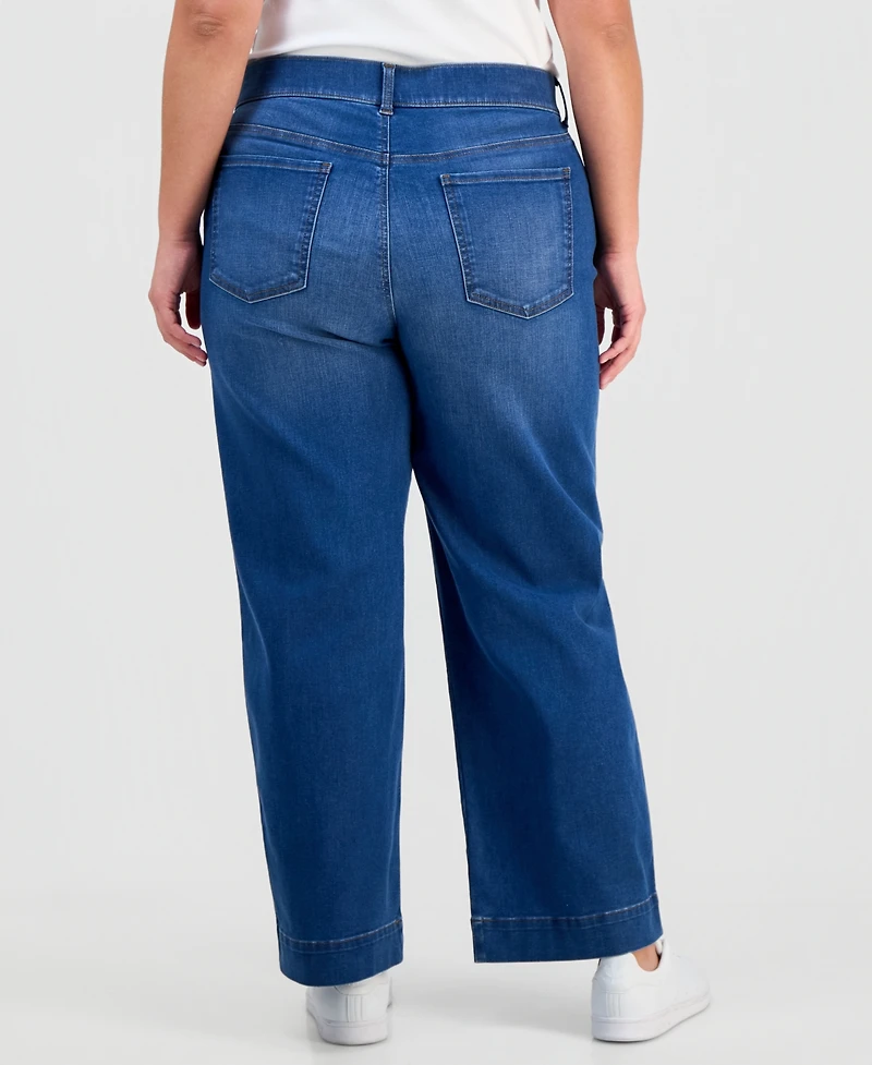 Style & Co Plus Pull-On Shaping High-Rise Wide-Leg Jeans