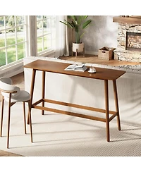 Tribesigns 63" Bar Table, Counter Height Table with Solid Wood Legs