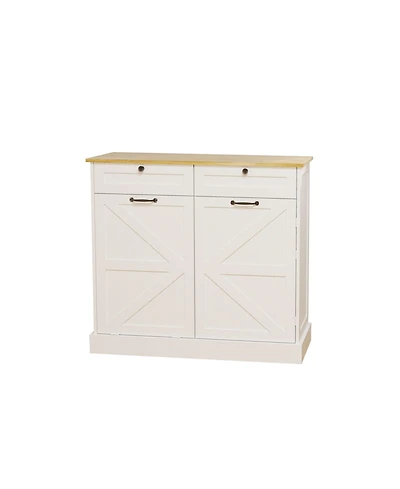 Casainc Kitchen Trash Can Storage Cabinet with 2 Drawers, Tilt-Out Trash Bin, Door & 2 Shelves for Kitchen & Living