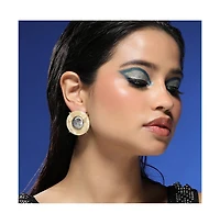 Women's The Tortoiseshell-Medallion Stud Earrings - Metallic Silver