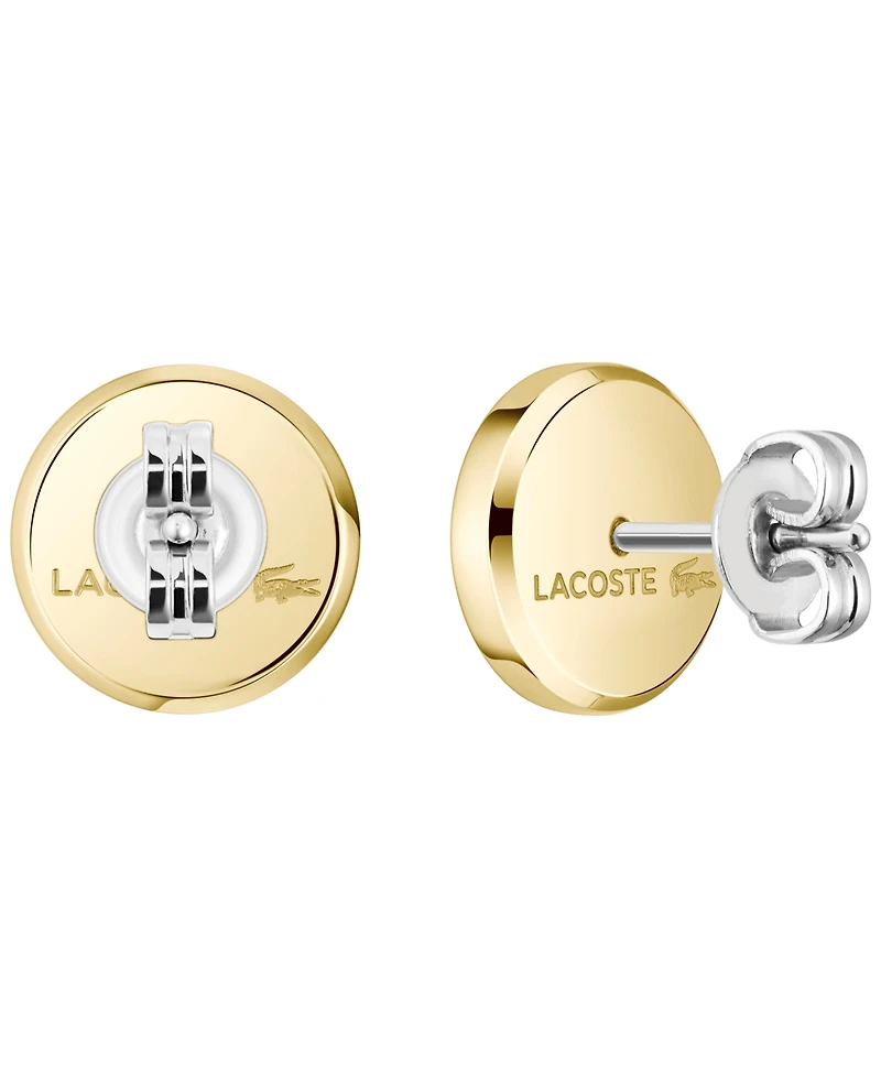 Lacoste Men's Arthor Silver-Tone Stainless Steel with Enamel Crocodile Stud Earrings