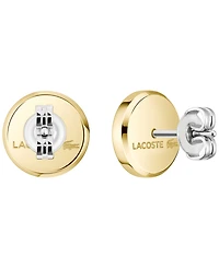 Lacoste Men's Arthor Silver-Tone Stainless Steel with Enamel Crocodile Stud Earrings