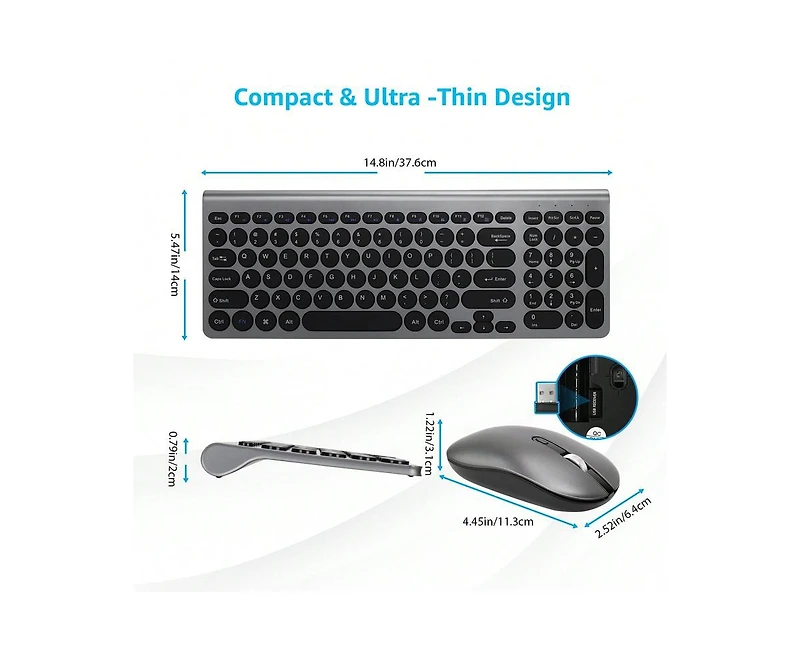 risokeys Wireless Keyboard And Mouse Combo - Wireless Usb Mouse And Computer Keyboard Set, Compact And Silent For Windows Laptop, Desktop, Pc