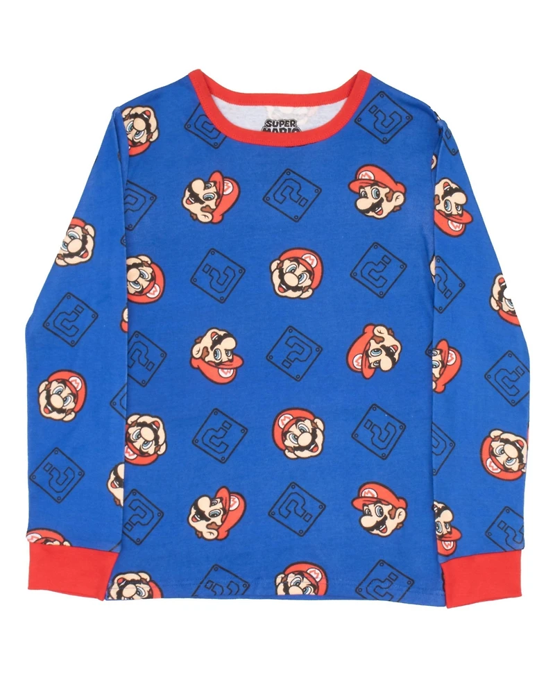 Mario Boys Long Sleeve Top and Pants 2 Piece Pajama Set