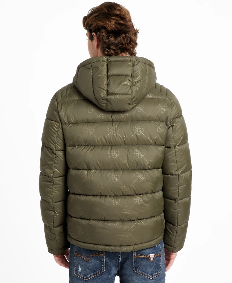 Guess Men's Adam Puffer Jacket with Removable Hood