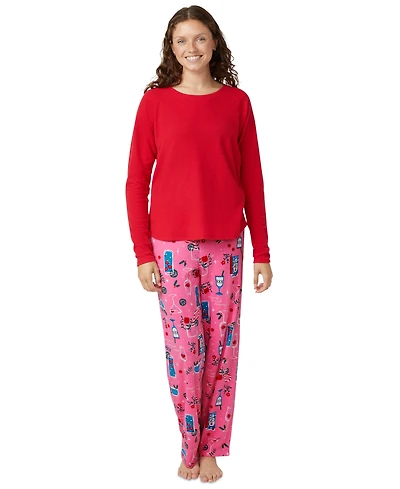 Hue Women's Solid Long-Sleeve Crewneck Pajama T-Shirt