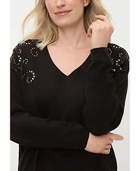 Olsen Women's Embellished Fine Gauge Sweater