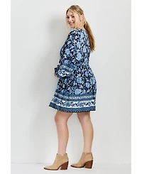Avenue Women's Livvy Boho Border Print Mini Dress