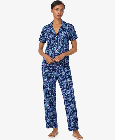 Lauren Ralph Women's Notch Collar and Long Pant Pajama Set