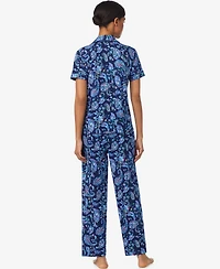 Lauren Ralph Women's Notch Collar and Long Pant Pajama Set