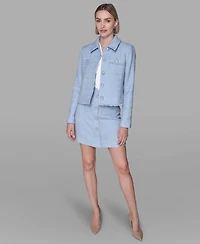 Karl Lagerfeld Paris Women's Cropped Long-Sleeve Tweed Jacket