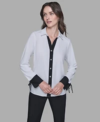 Karl Lagerfeld Paris Women's Contrast Collared Top