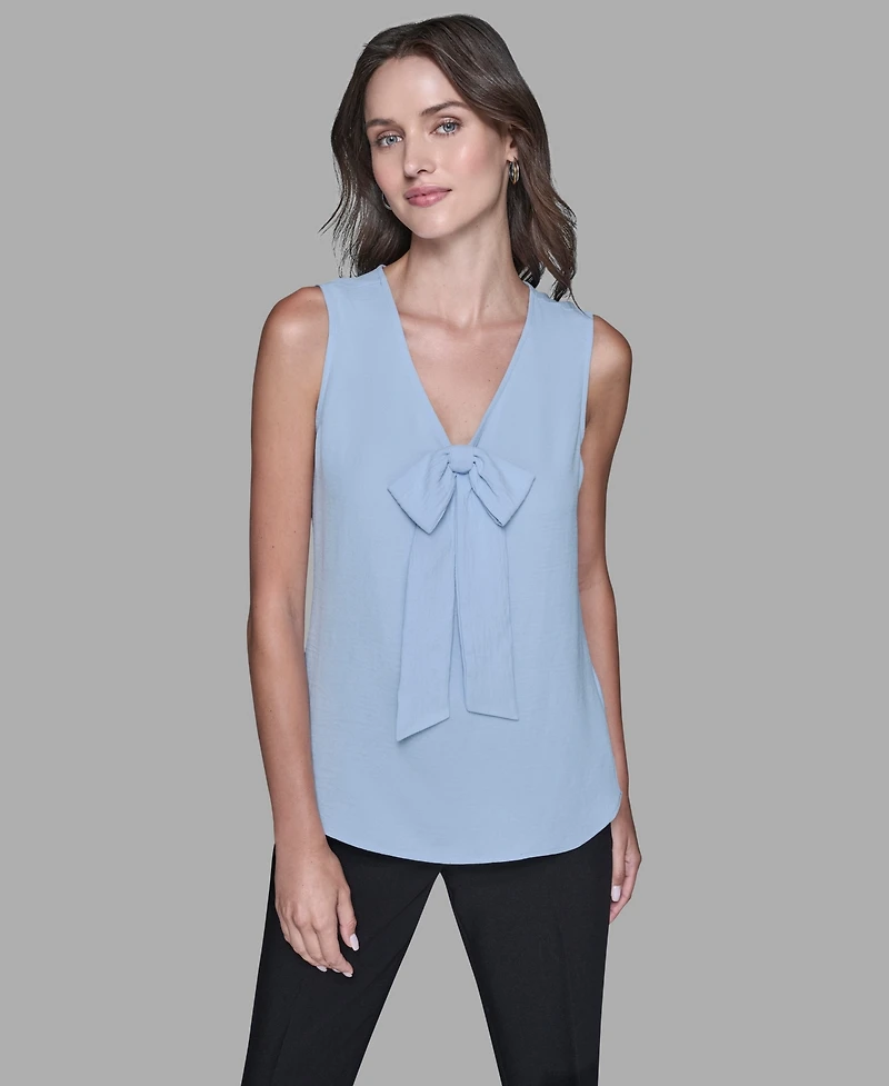 Karl Lagerfeld Paris Women's Sleeveless Bow Detail Top