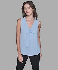 Karl Lagerfeld Paris Women's Sleeveless Bow Detail Top